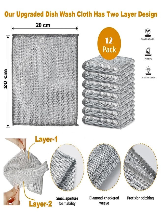 Thea 12 Pack Non-Scratch Double Layer Wire Dishcloth Multipurpose Two Layer Wire Dishwashing Rags for Wet and Dry, Easy Rinsing, Reusable, Wire Cleaning Cloth for Kitchen, Sinks (12 Cloth) - Image 2